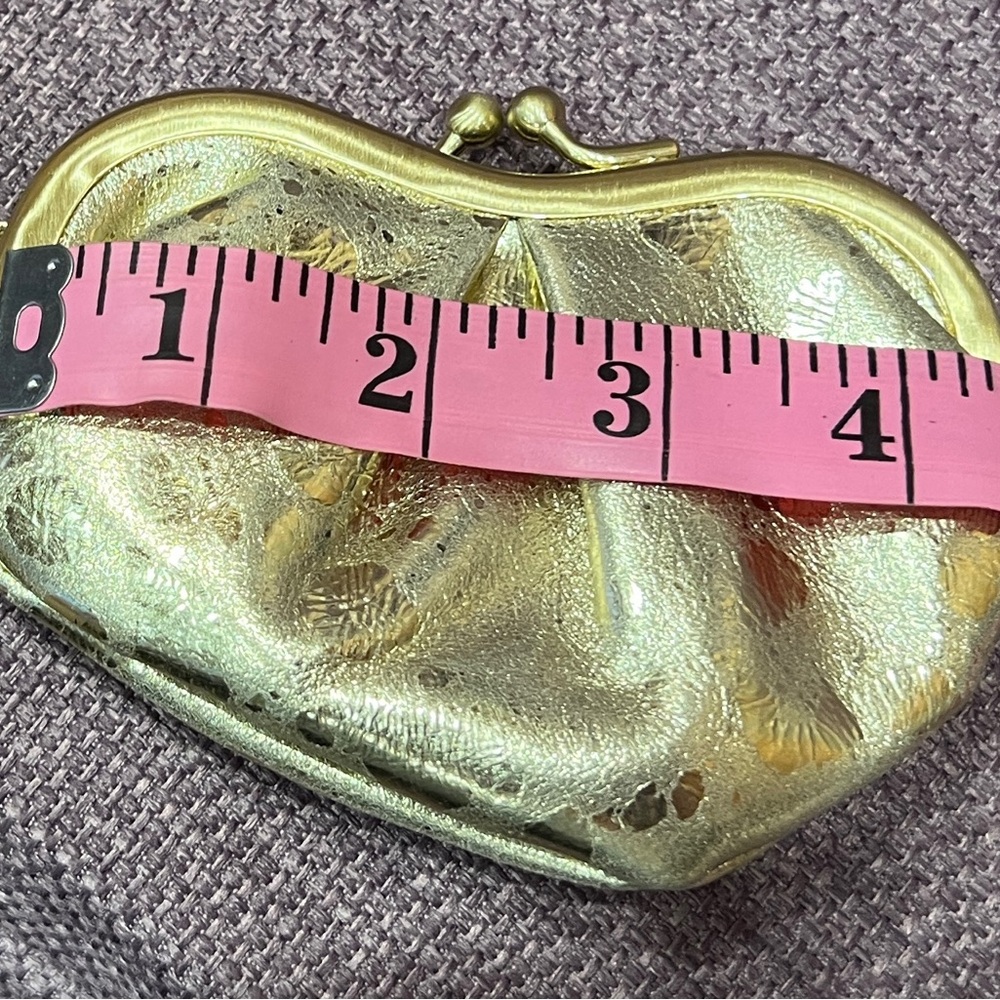 HOBO Gold Leather Clutch Heart Change Purse